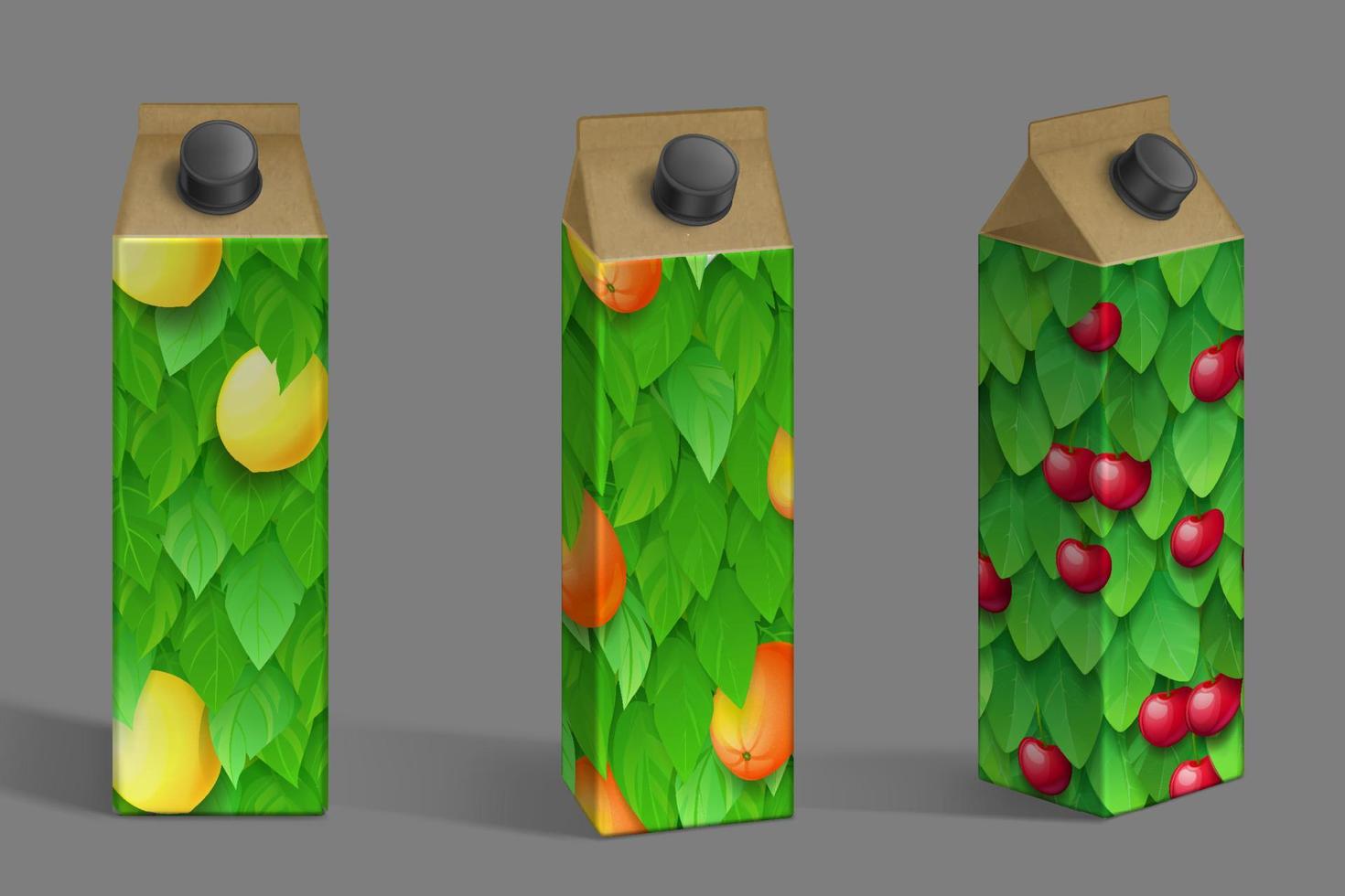 conjunto de plantillas realistas de caja de jugo para la marca vector