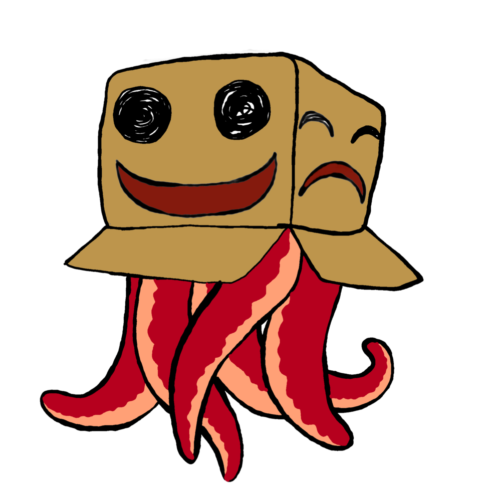 Halloween -cardboard box tentacle monster cartoon character png