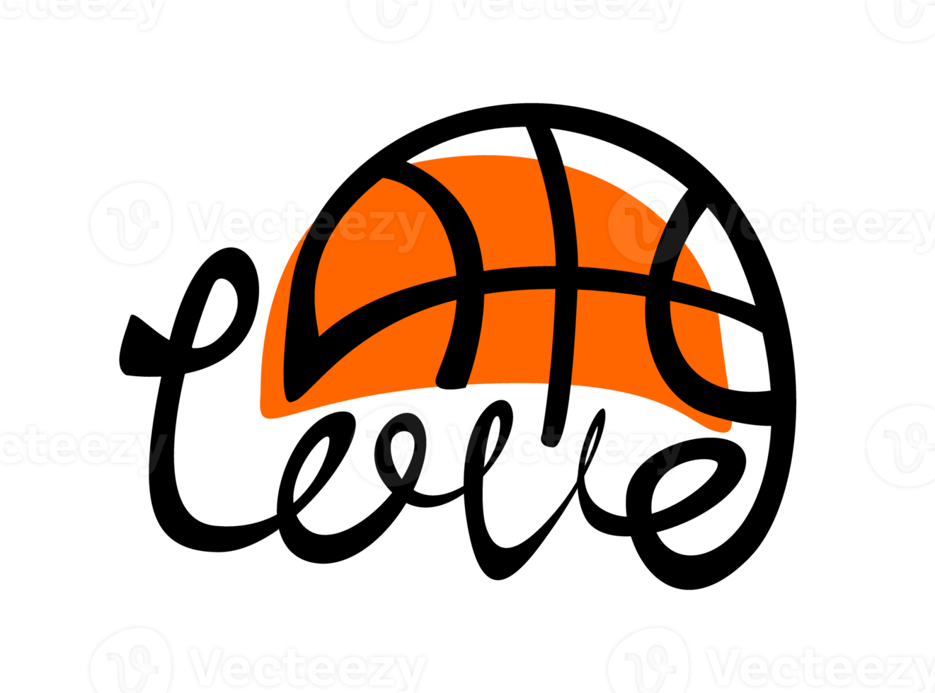 Love basketball typography design png