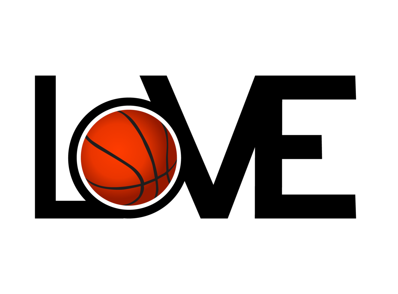 Love basketball typography design png