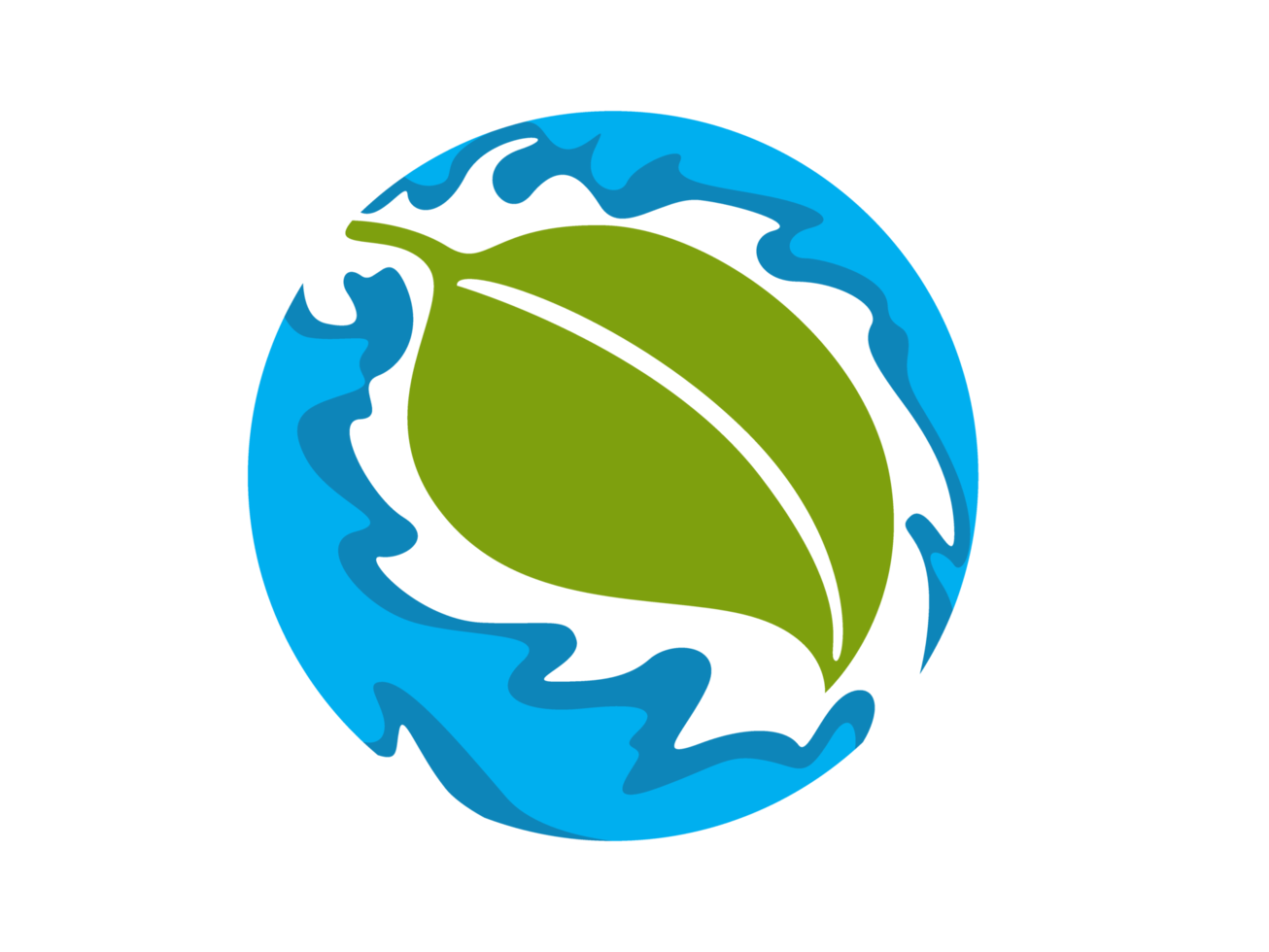 logotipo de hoja verde ecológica y círculo de agua png