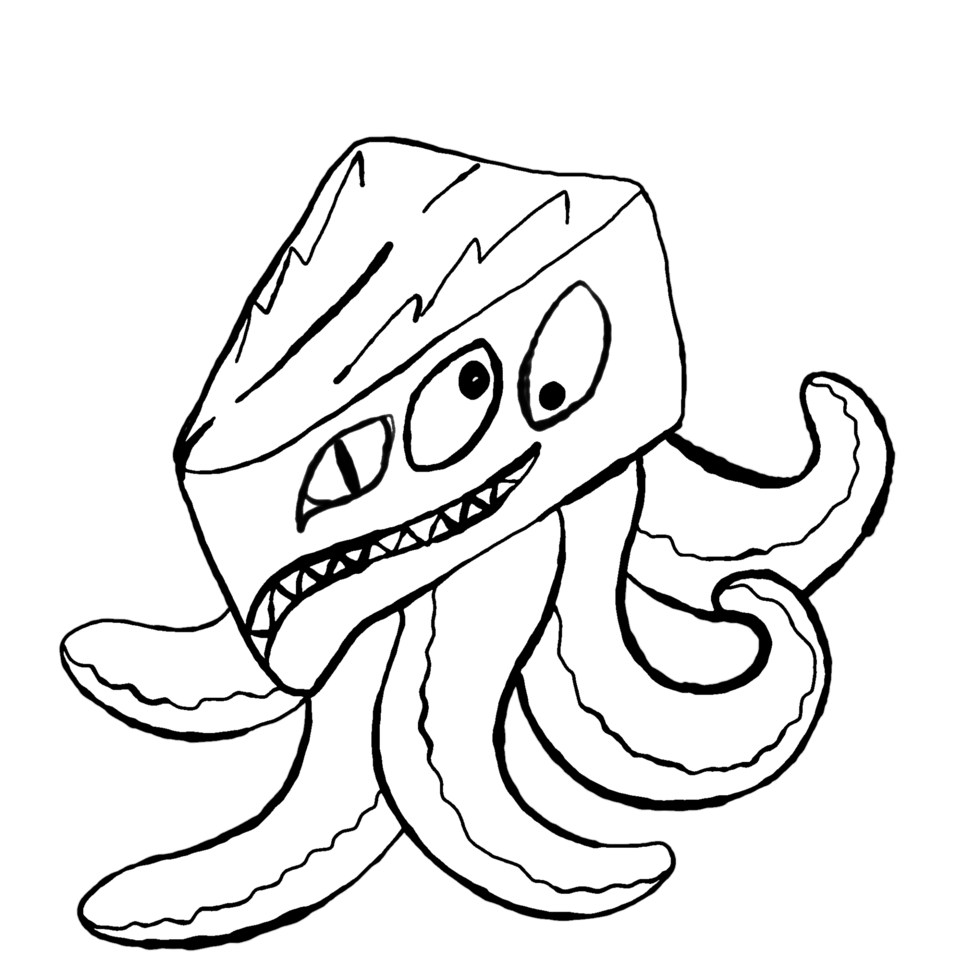 Halloween - octopus alien monster cartoon character line art png