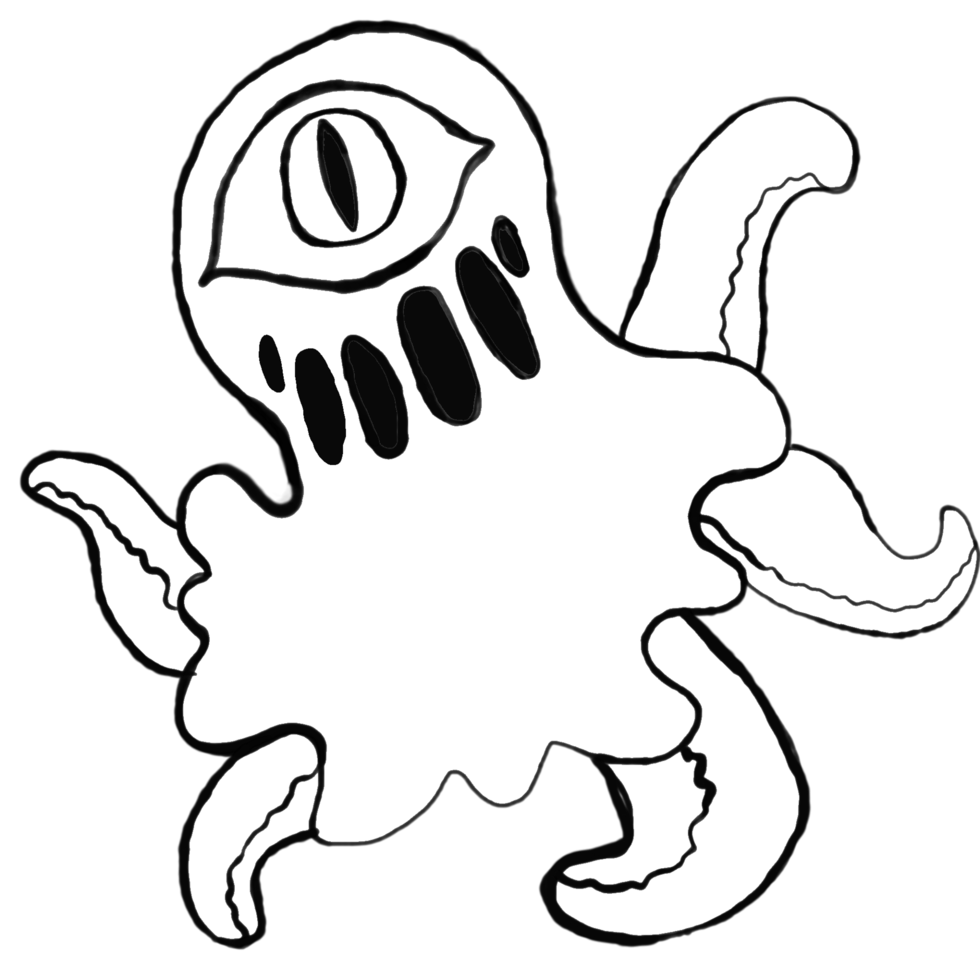 halloween - cycloop Octopus monster tekenfilm karakter lijn kunst png