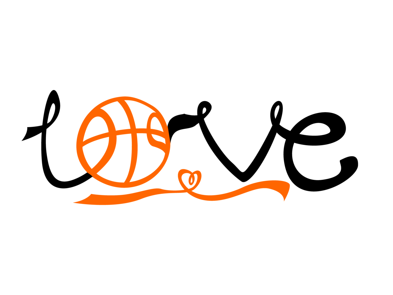 Love basketball typography design png