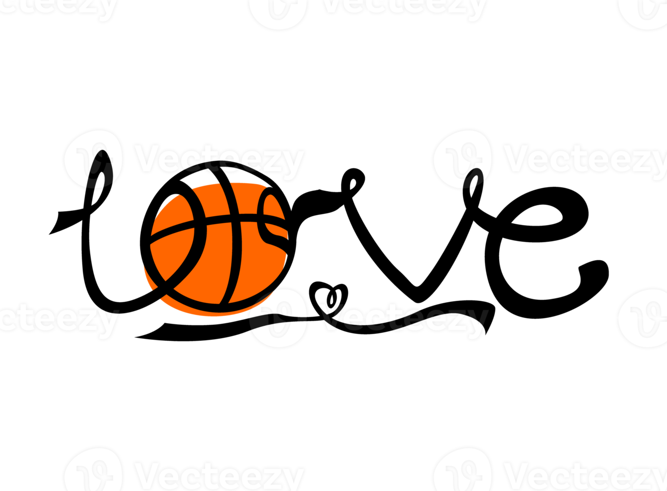 Love basketball typography design png