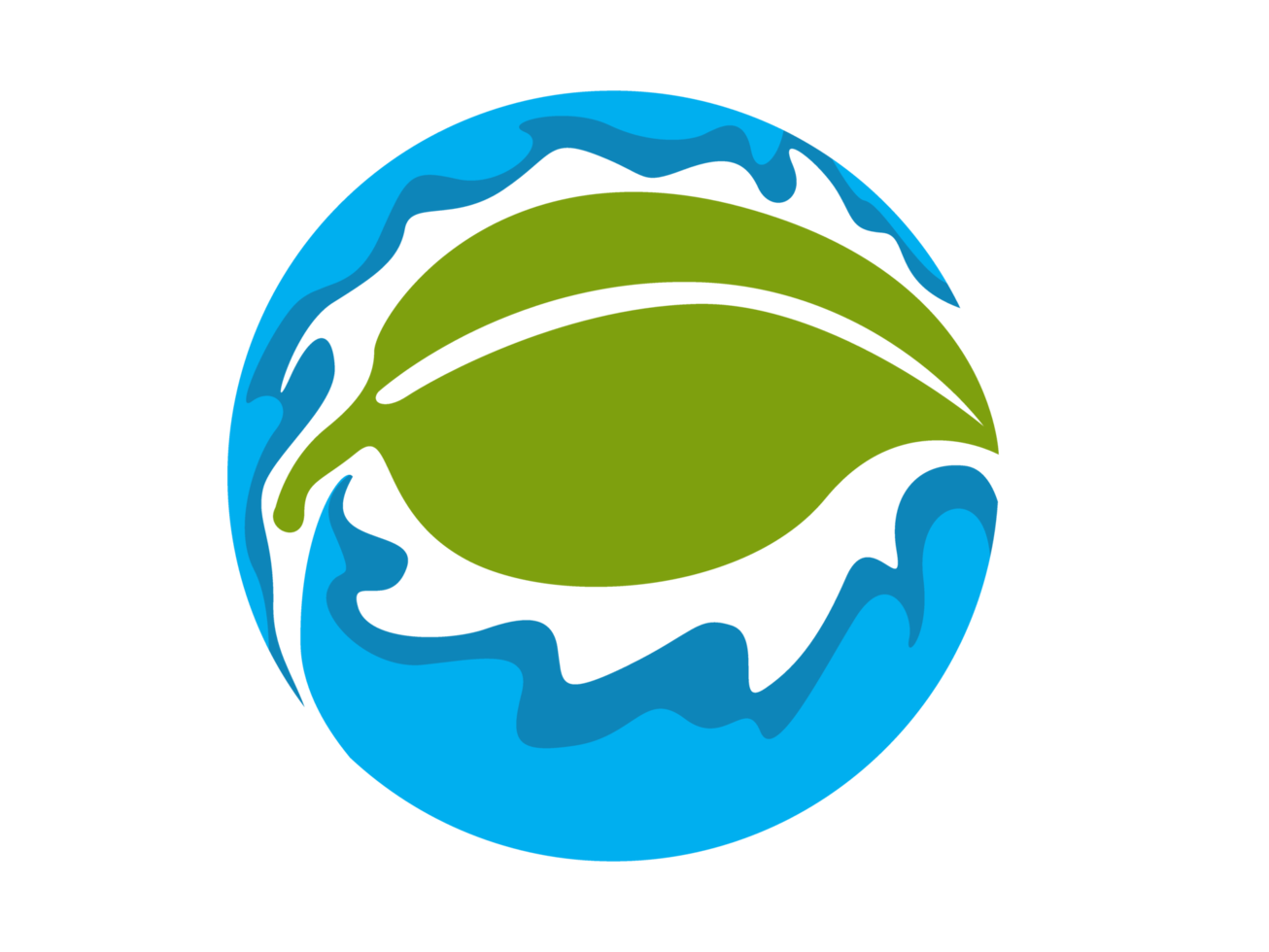 logotipo de hoja verde ecológica y círculo de agua png