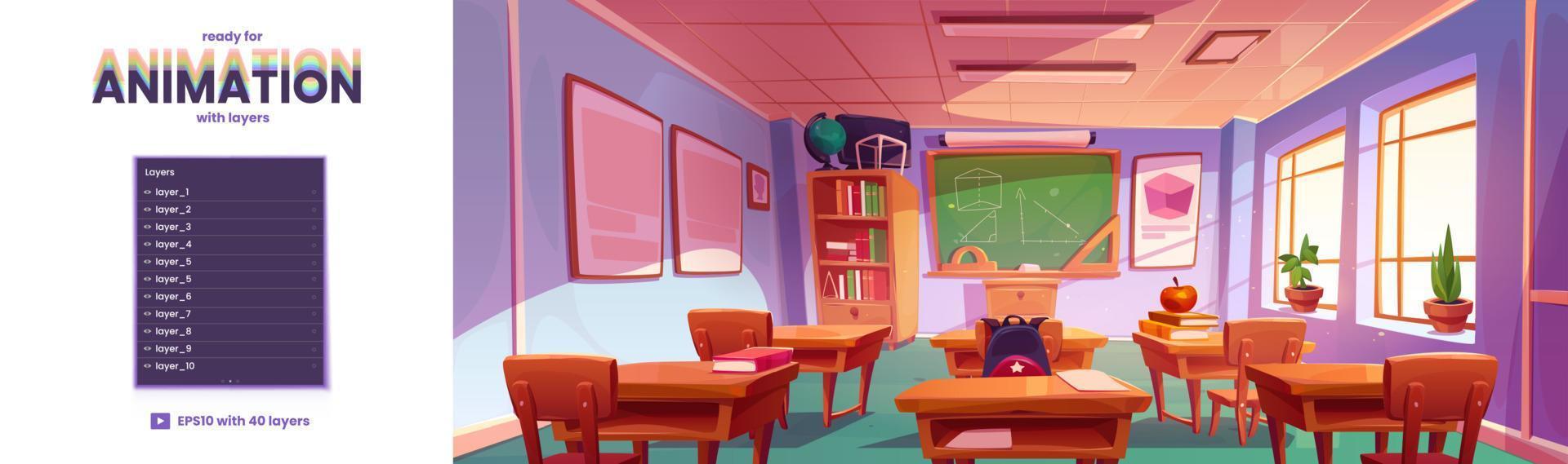 Parallax background with school classroom vector