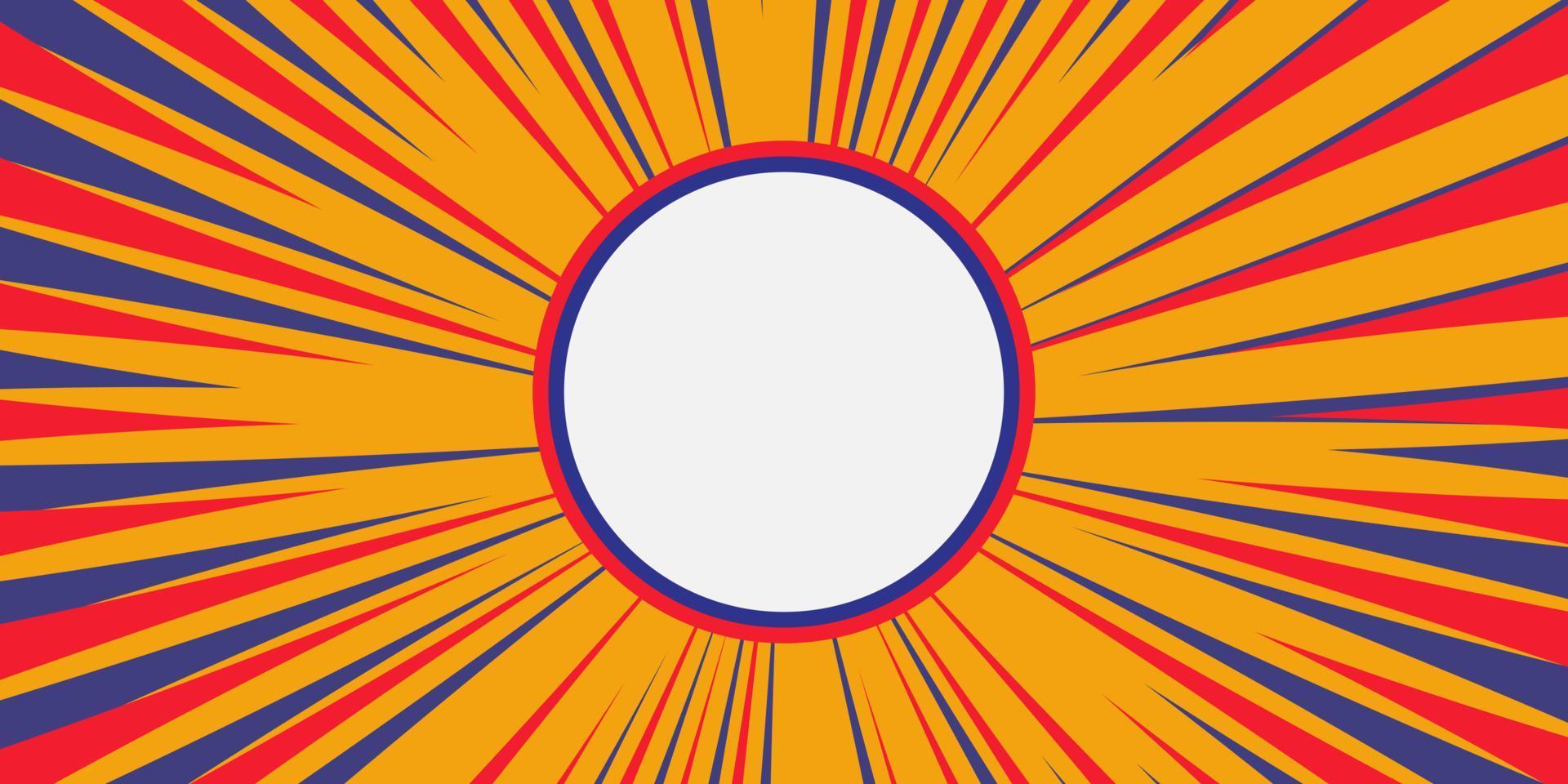 Fondo de vector abstracto rojo y azul con rayos. ilustración vectorial grunge retro con un fondo de círculo blanco. diseño abstracto de rayos de sol.sol naciente colorido vintage o rayo de sol, explosión de sol retro