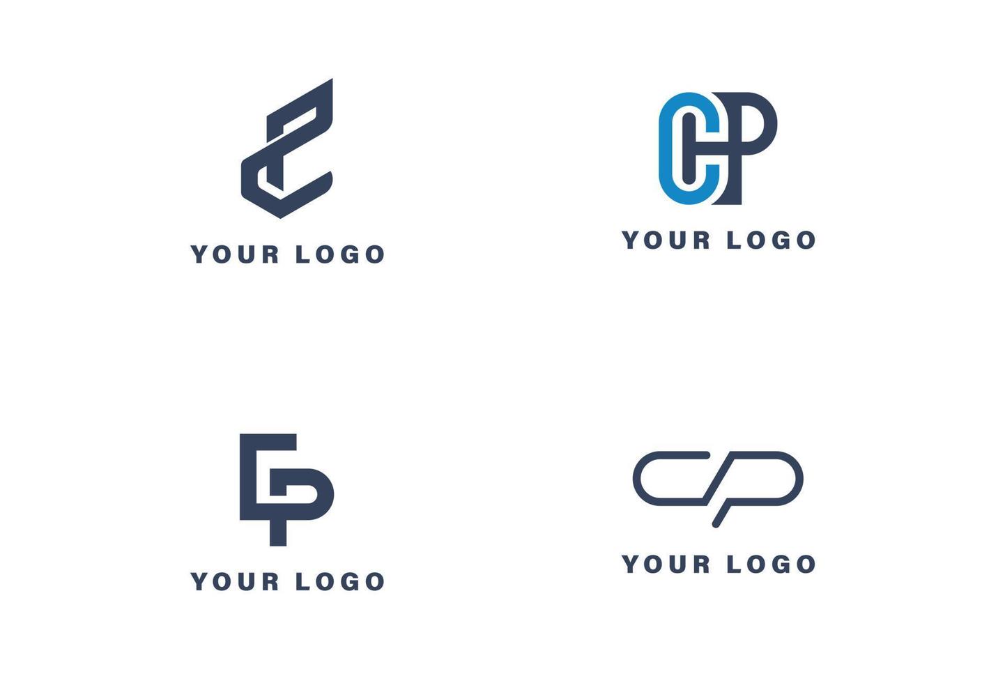 diseño de logotipo de letra cp vector