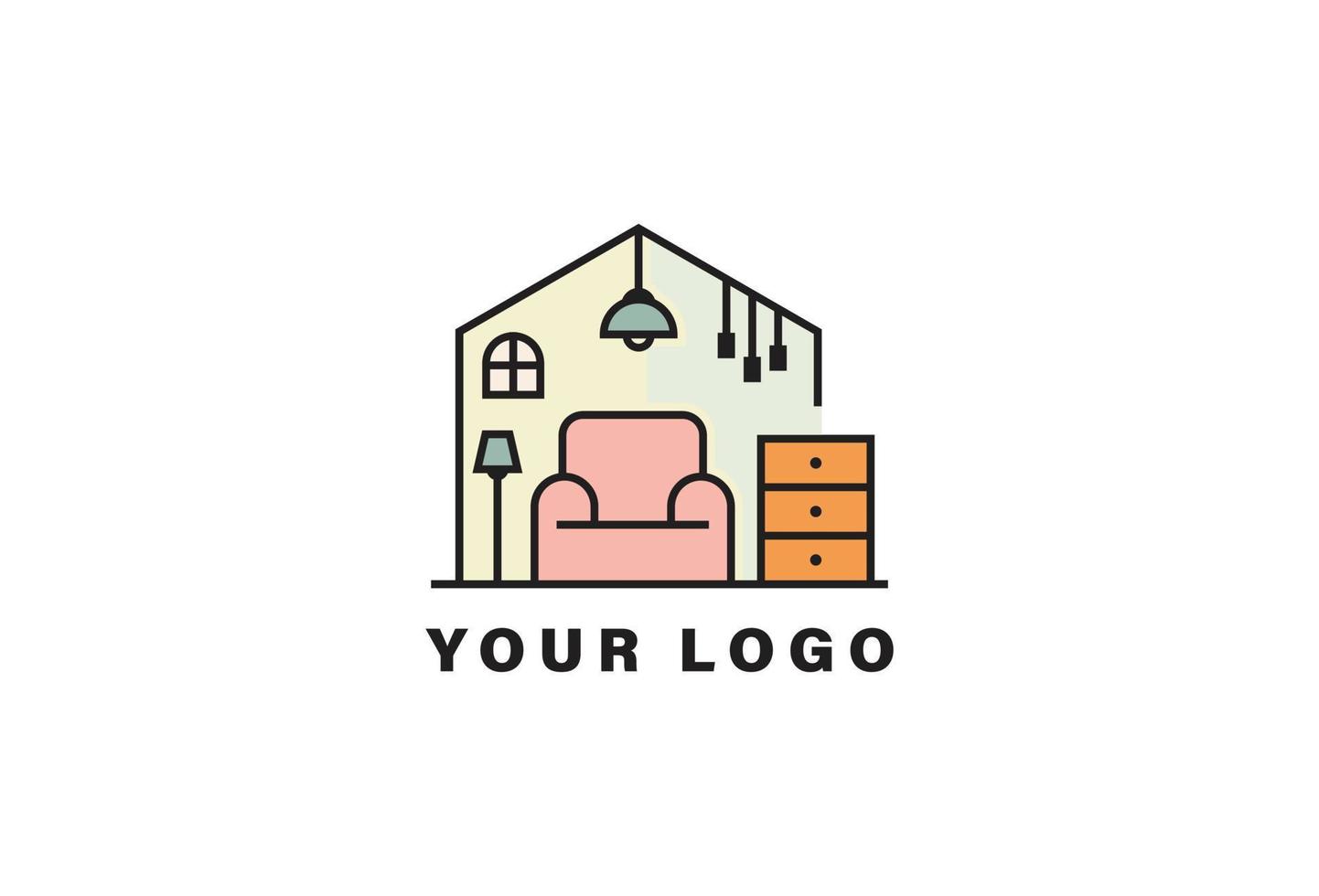 plantilla de diseño de logotipo interior de muebles vector