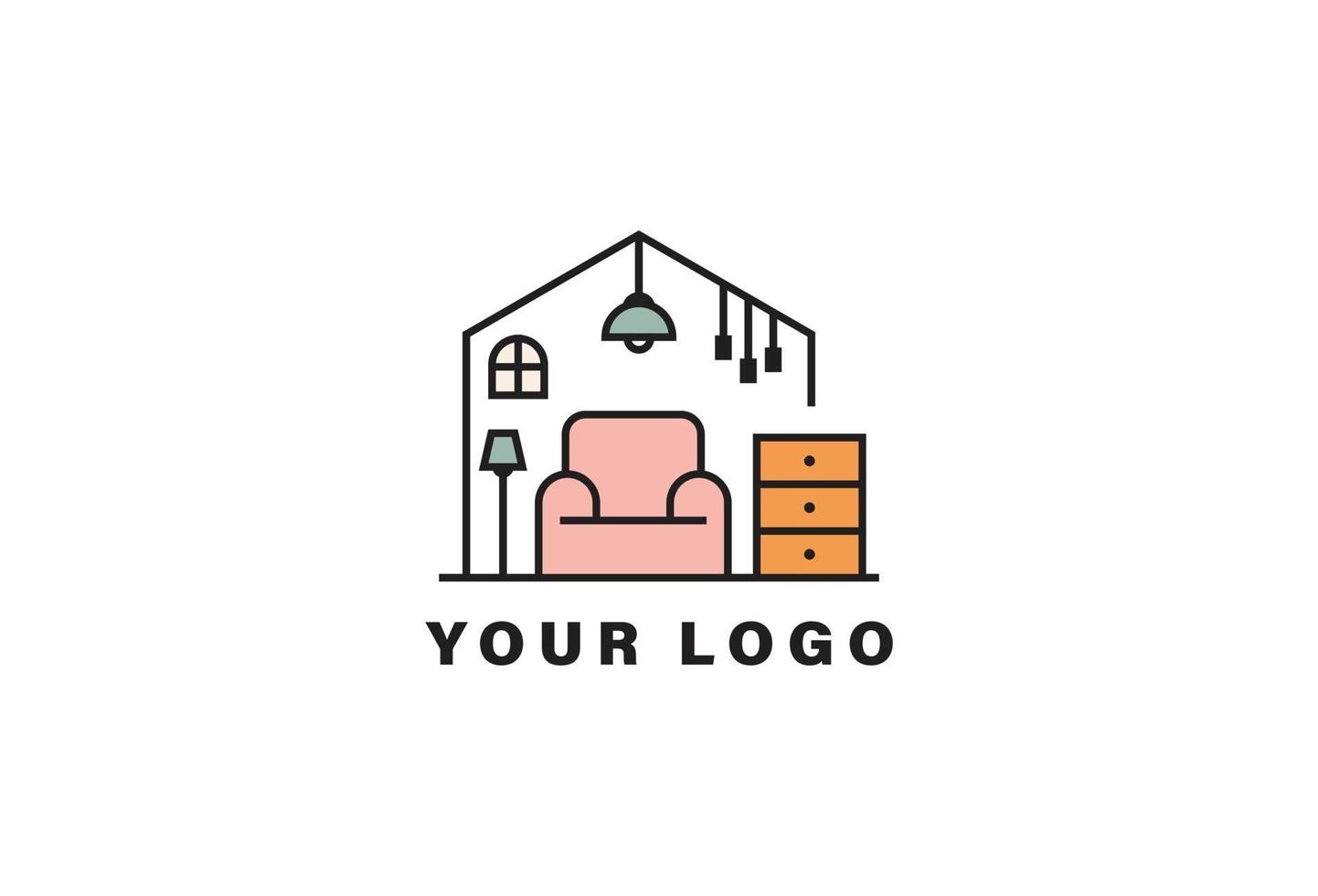 Furniture Interior logo design template vector