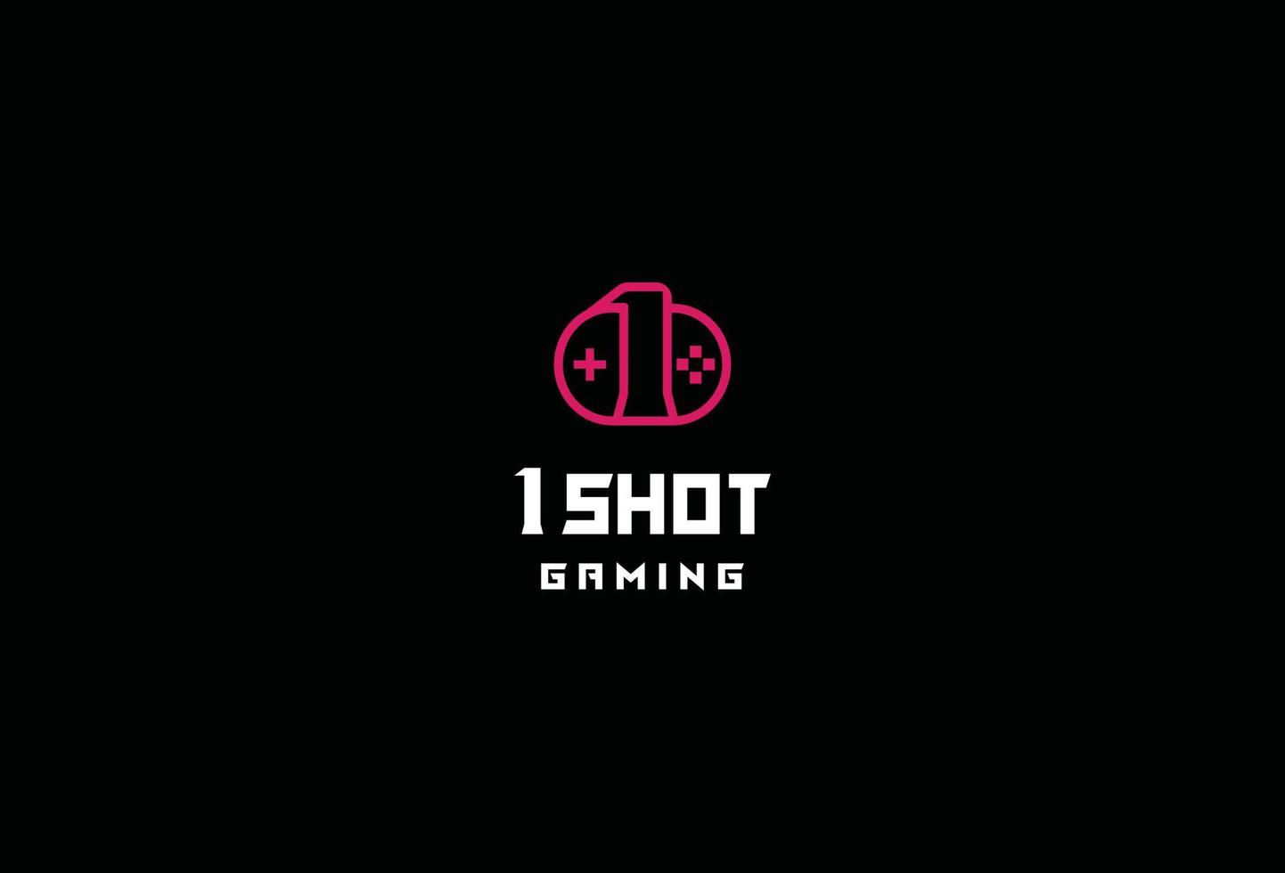 Logotipo de juego de 1 tiro en fondo negro vector