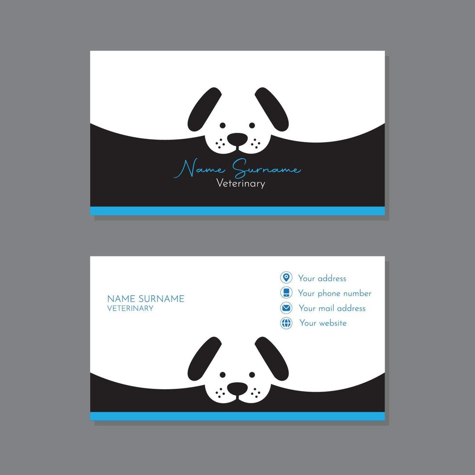 Veterinary business card with dog face drawing vector