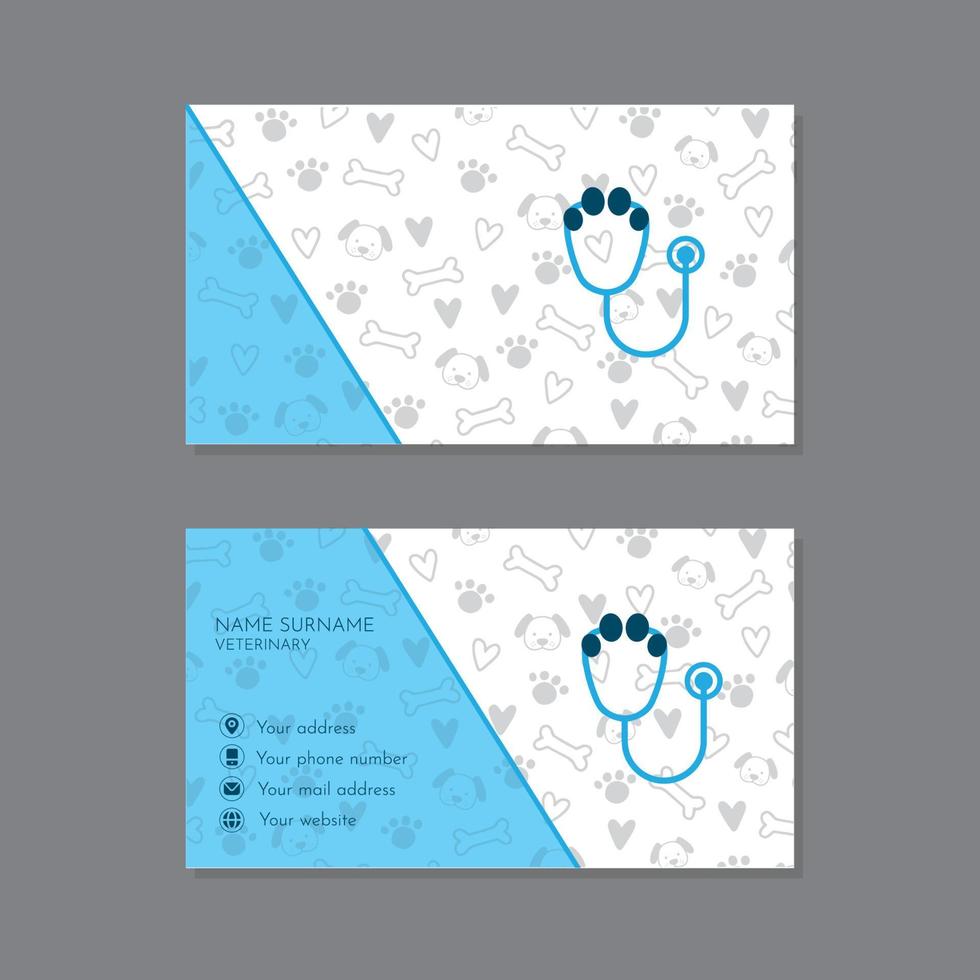 Veterinary business card with stethoscope design vector