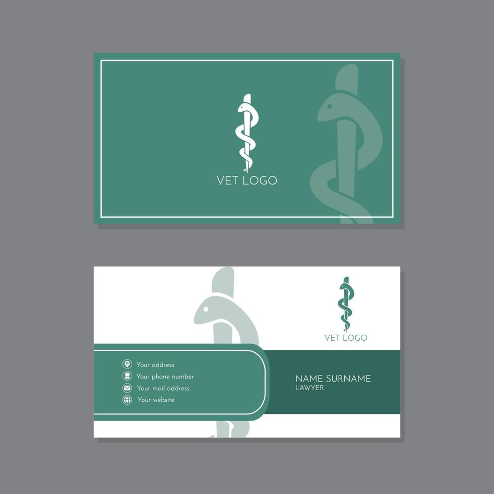 tarjeta de visita veterinaria con logo veterinario vector