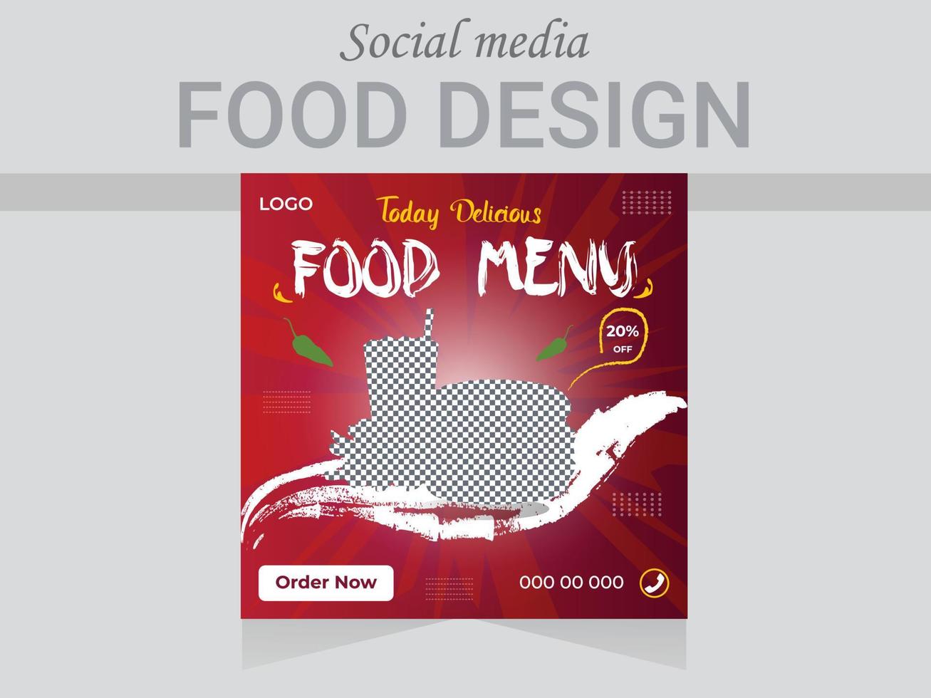 Vector Social Media Post Design Template. Modern restaurant and fast food poster layout.