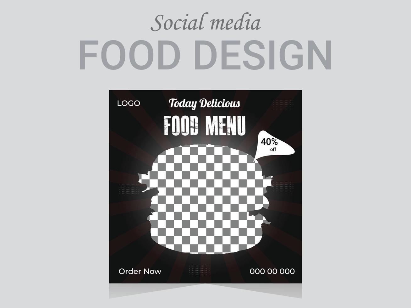 Social Media Food Design Template, Vector poster design layout. Modern food design eps file format.