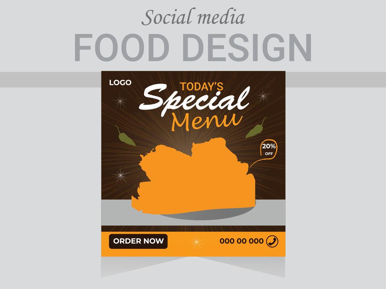 plantilla de diseño de publicación de redes sociales vectoriales. Restaurante moderno y diseño de afiches de comida rápida. vector