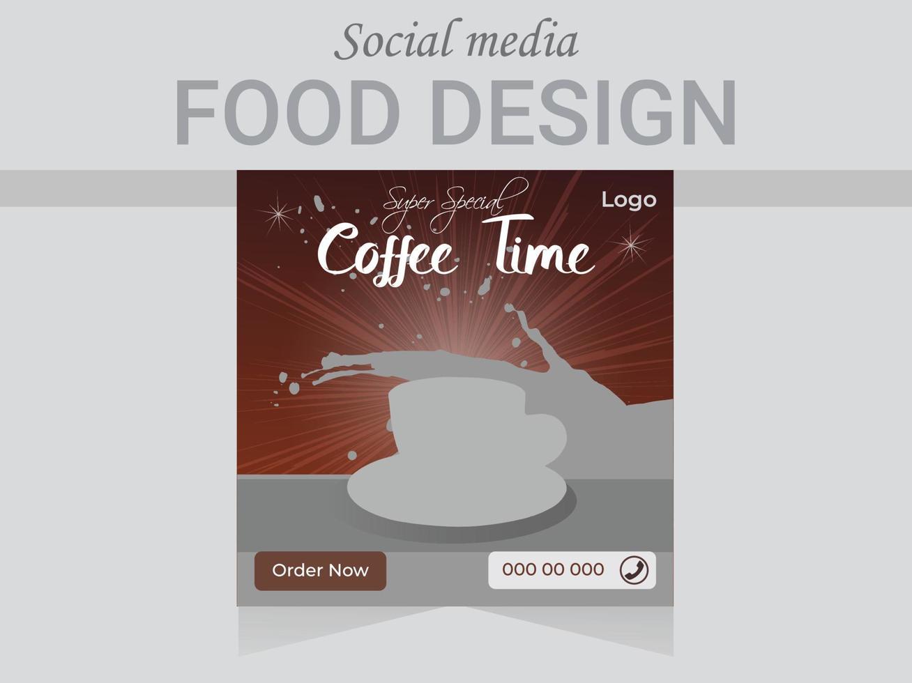 Vector Social Media Post Design Template. Modern restaurant and fast food poster layout.