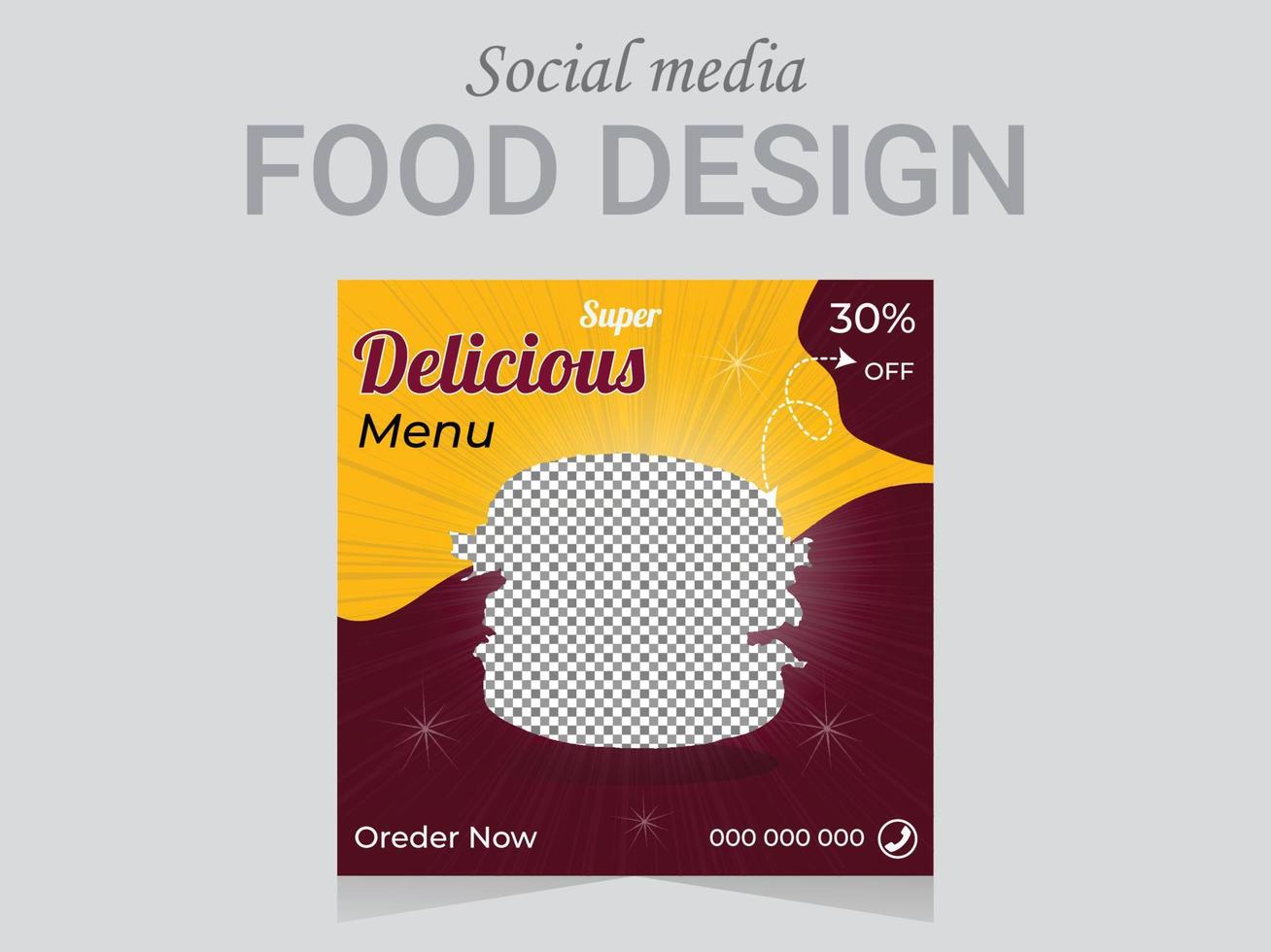 plantilla de diseño de alimentos en medios sociales, diseño de diseño de afiches vectoriales. formato de archivo eps de diseño de comida moderna. vector