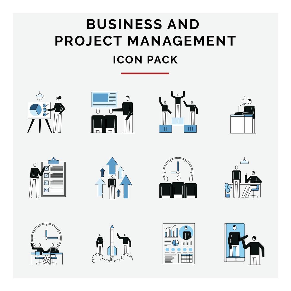 paquete de iconos de gestión empresarial y de proyectos vector