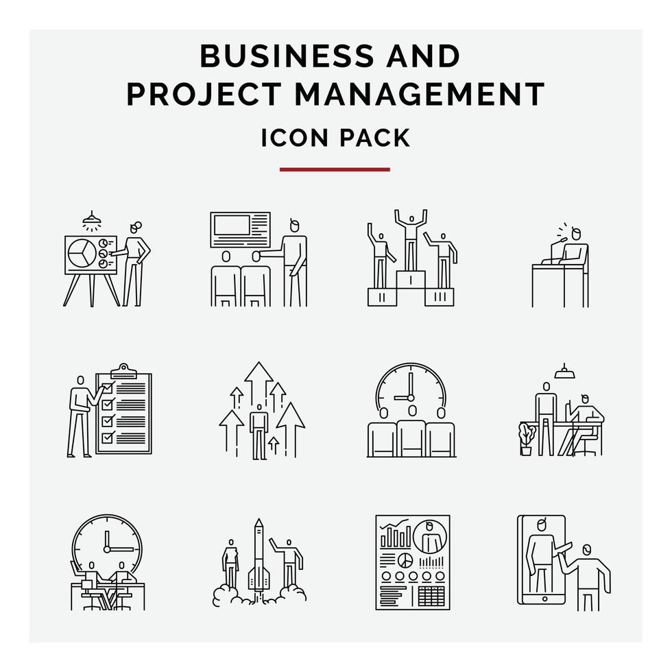 business and project management icon pack vector