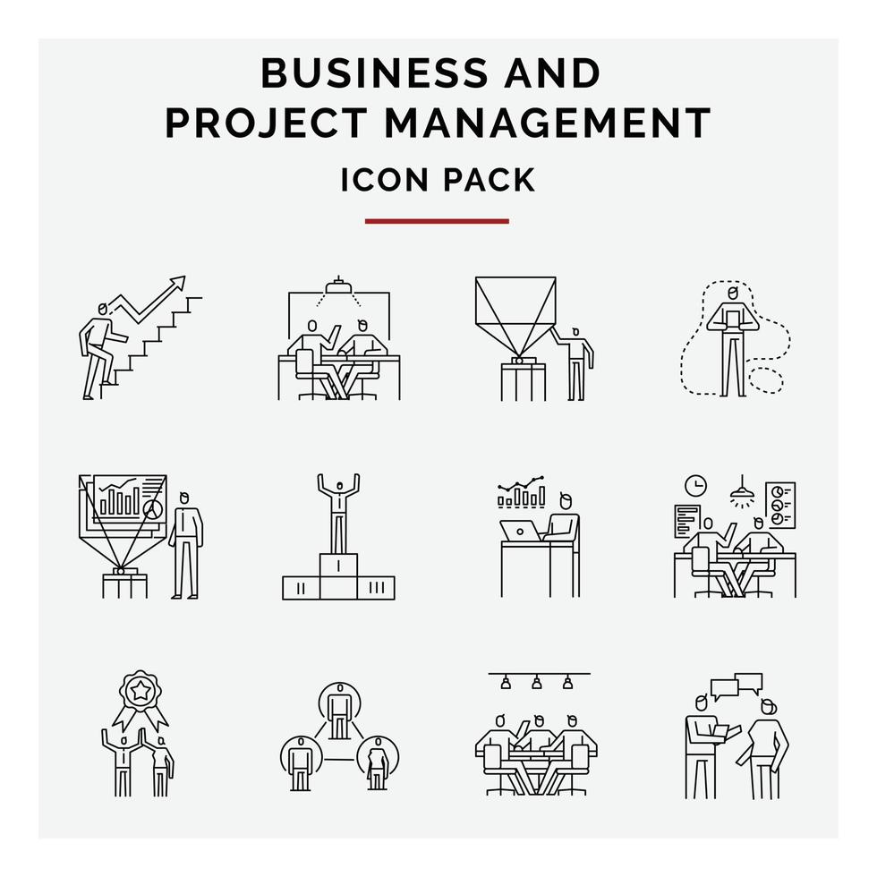 business and project management icon pack vector