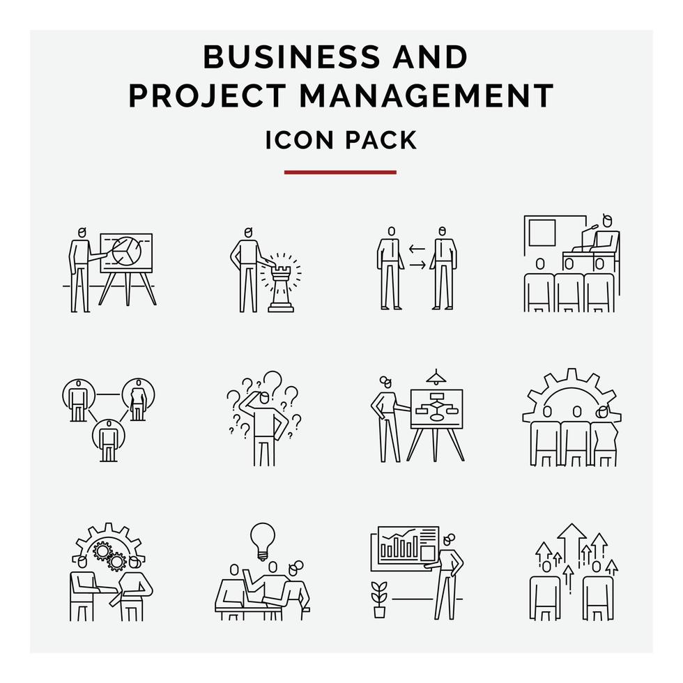 business and project management icon pack vector