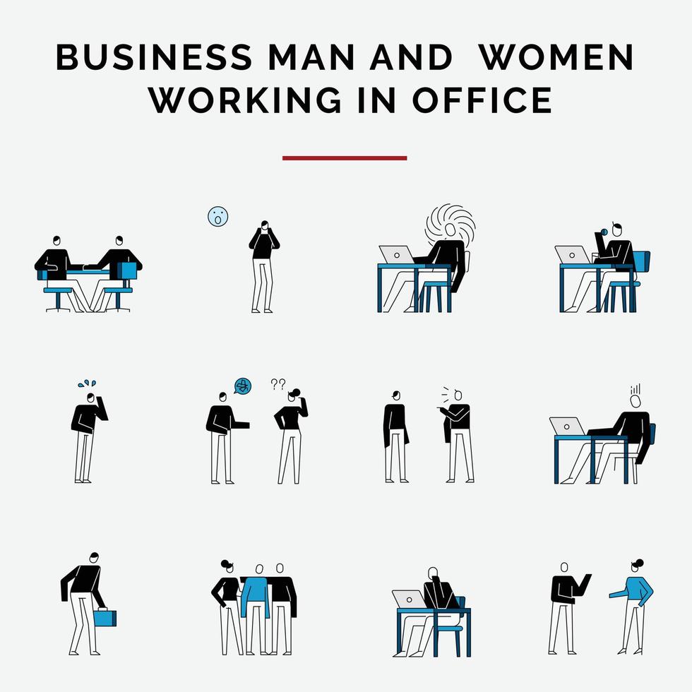 business man and women working in office vector