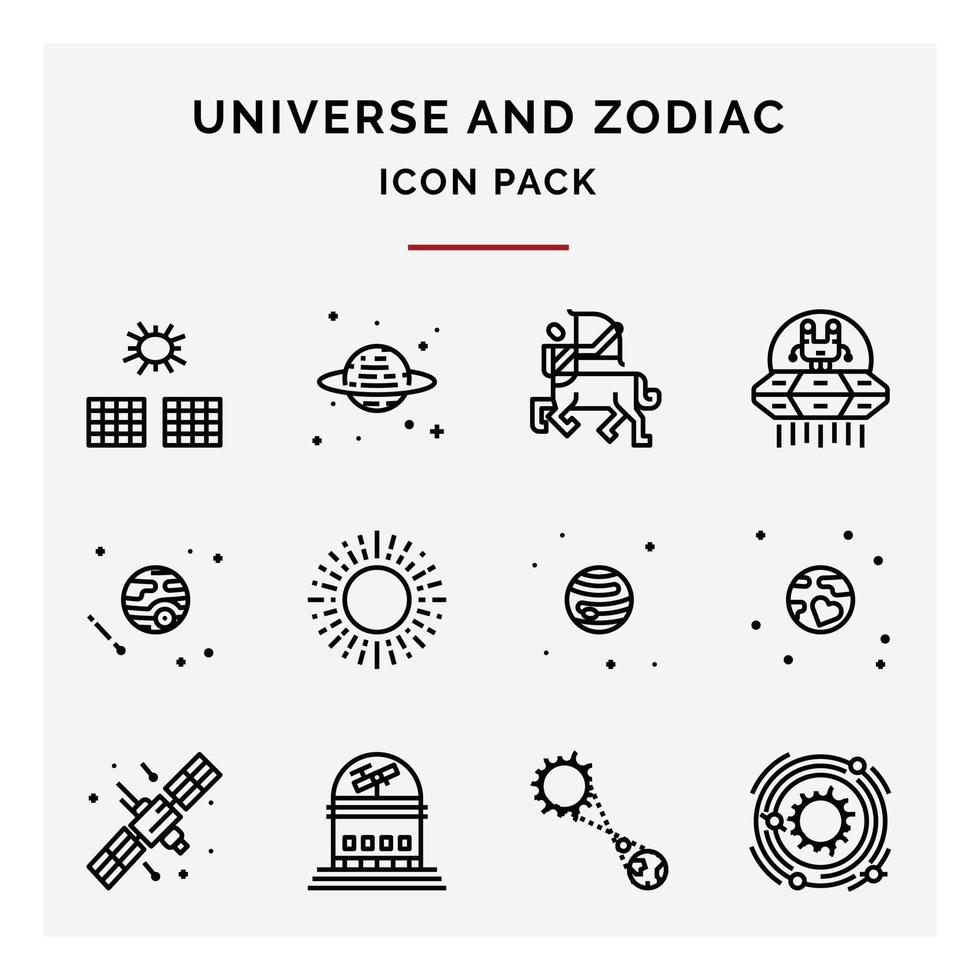 paquete de iconos de universo y zodiaco vector