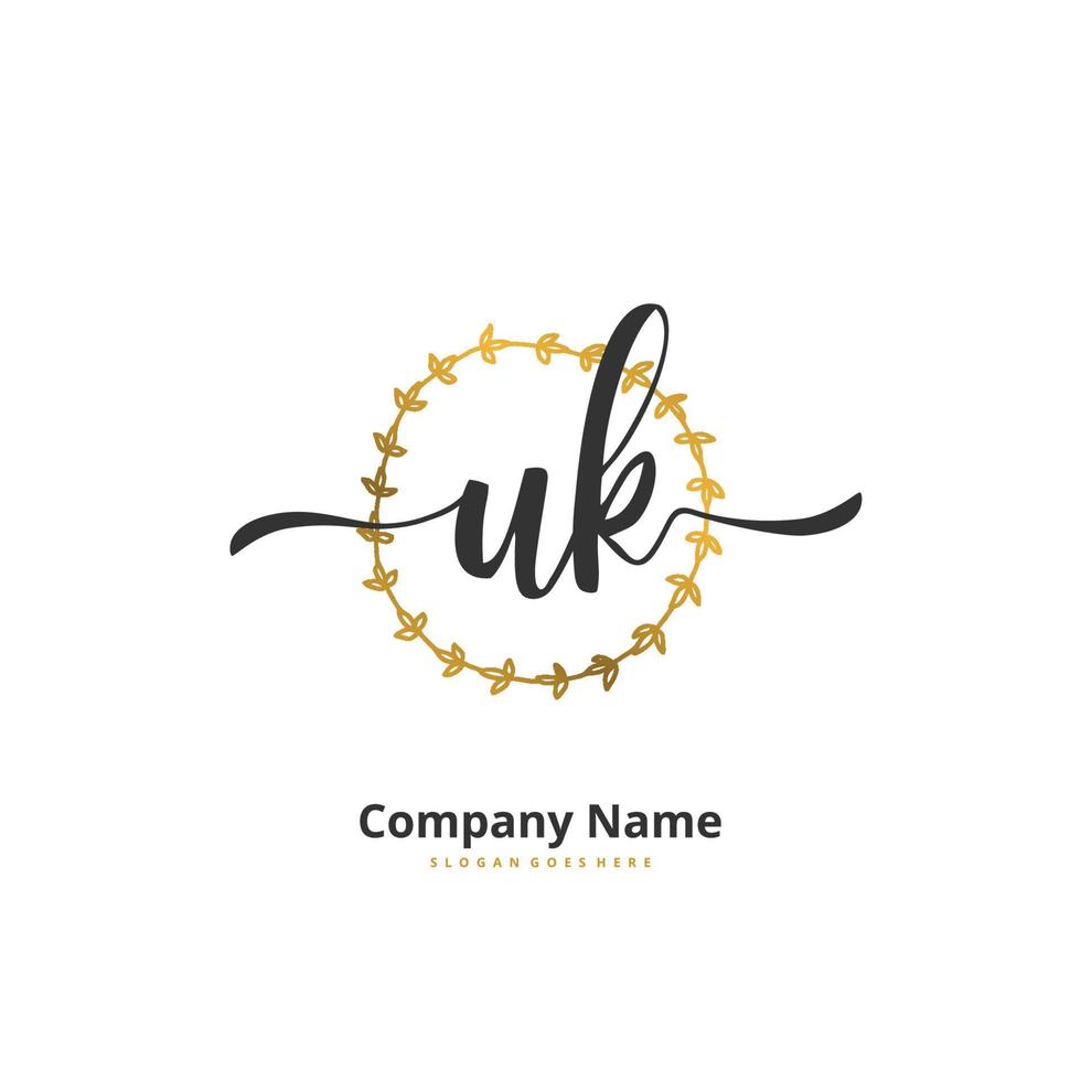 UK Initial handwriting and signature logo design with circle. Beautiful design handwritten logo for fashion, team, wedding, luxury logo. vector