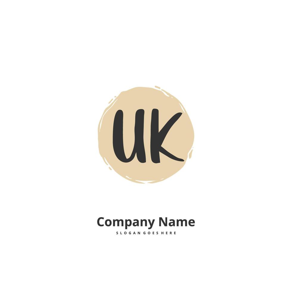 UK Initial handwriting and signature logo design with circle. Beautiful design handwritten logo for fashion, team, wedding, luxury logo. vector