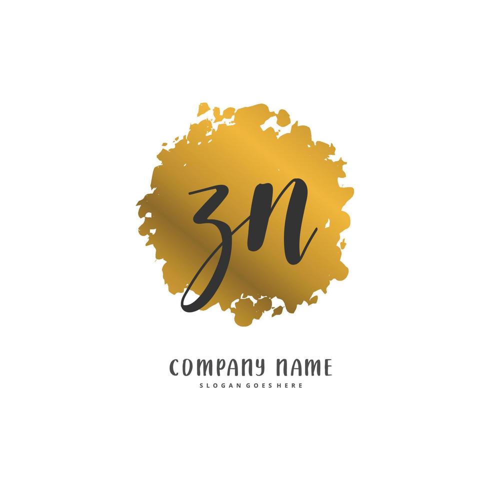 zn escritura a mano inicial y diseño de logotipo de firma con círculo. hermoso diseño de logotipo escrito a mano para moda, equipo, boda, logotipo de lujo. vector