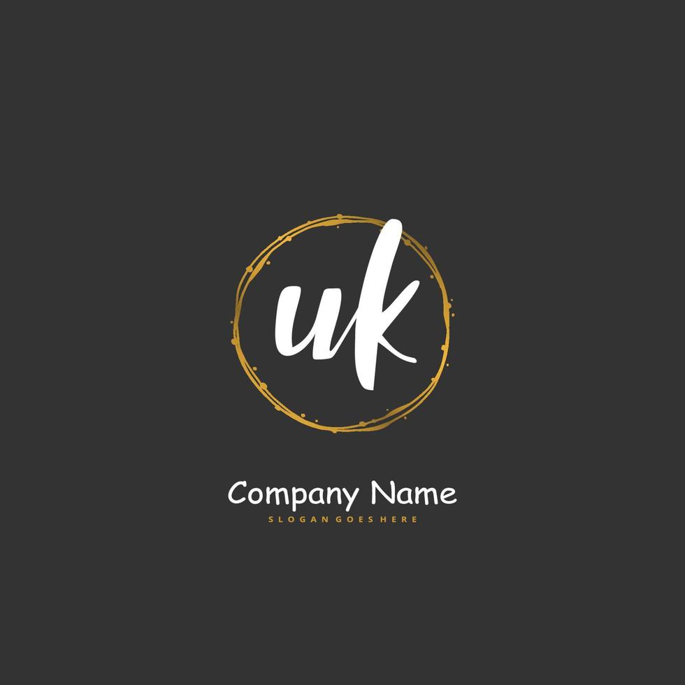 UK Initial handwriting and signature logo design with circle. Beautiful design handwritten logo for fashion, team, wedding, luxury logo. vector