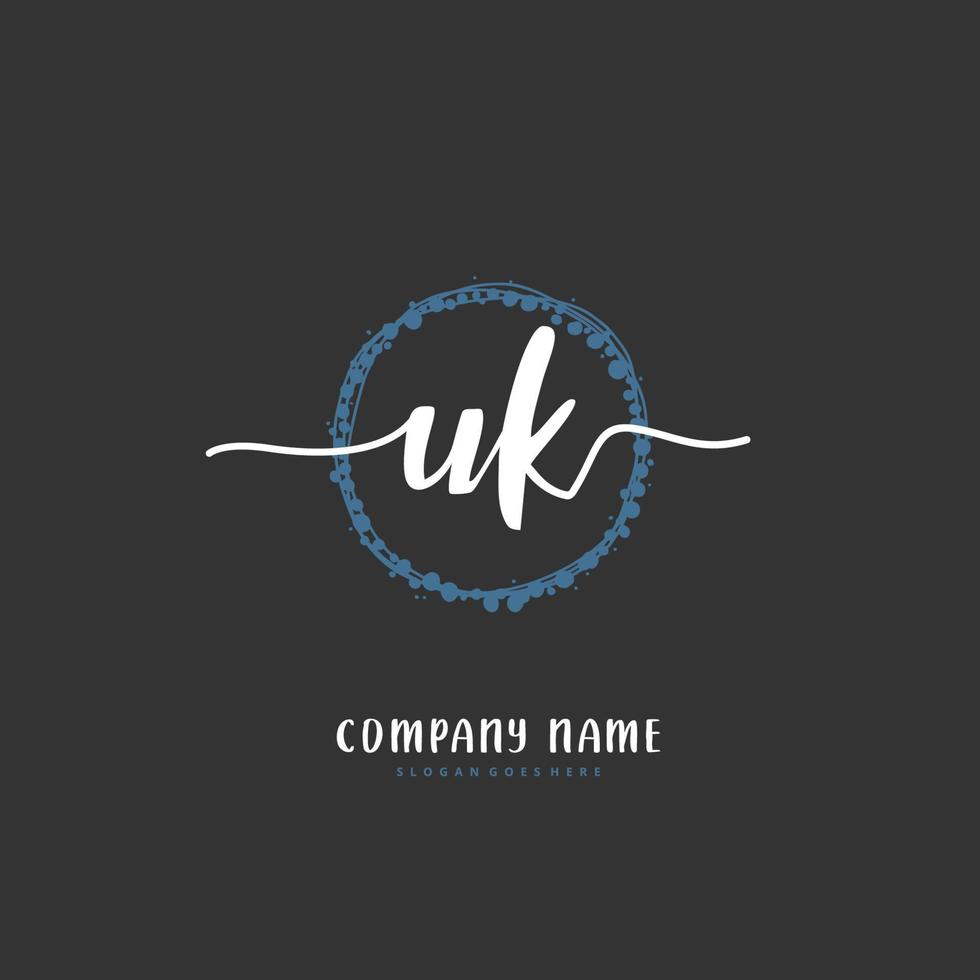 UK Initial handwriting and signature logo design with circle. Beautiful design handwritten logo for fashion, team, wedding, luxury logo. vector