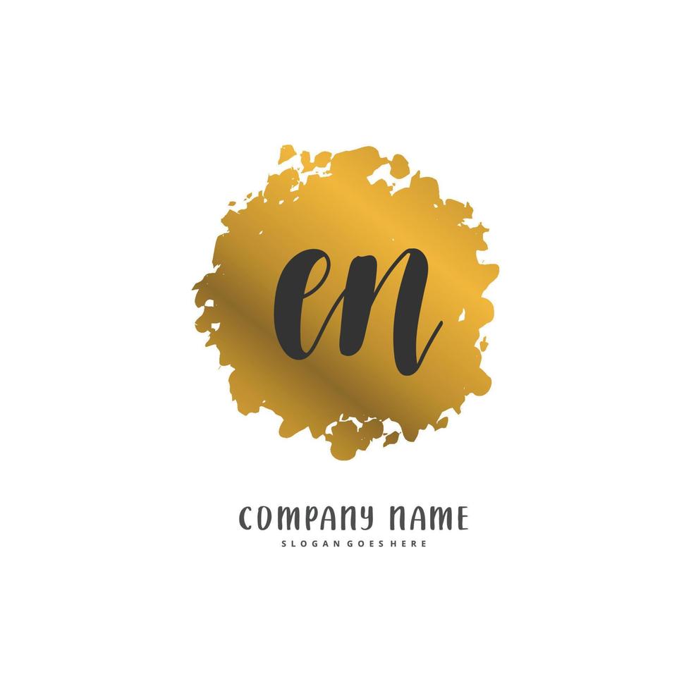 EN Initial handwriting and signature logo design with circle. Beautiful design handwritten logo for fashion, team, wedding, luxury logo. vector