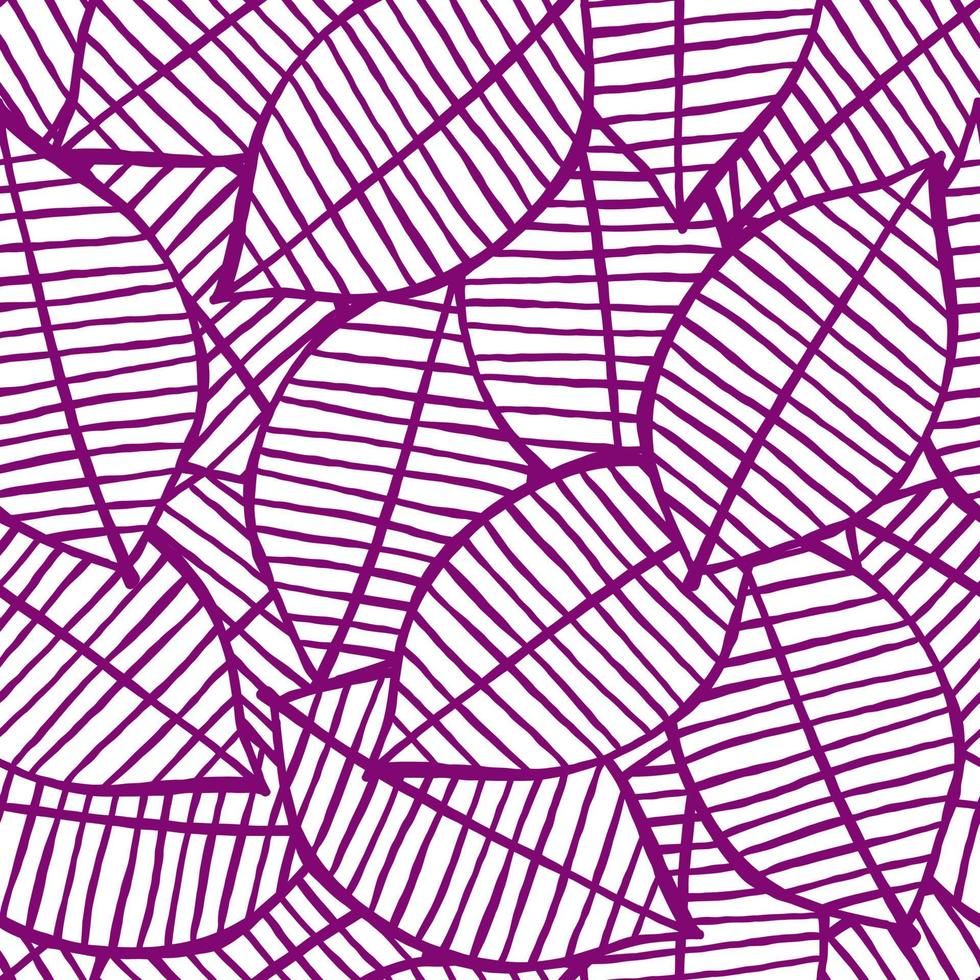 patrón de follaje de arte de línea de bosque púrpura vector