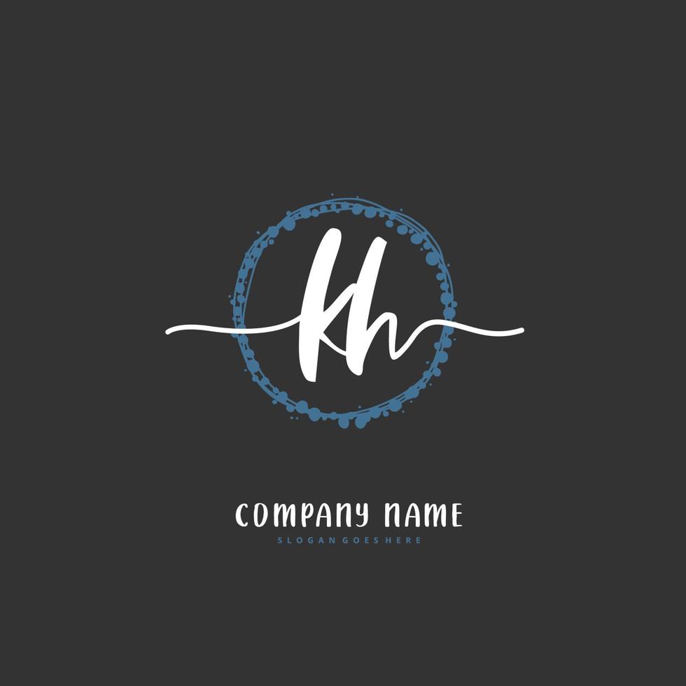 KH Initial handwriting and signature logo design with circle. Beautiful design handwritten logo for fashion, team, wedding, luxury logo. vector
