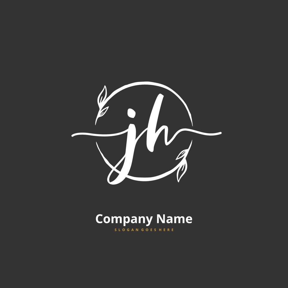 JH Initial handwriting and signature logo design with circle. Beautiful design handwritten logo for fashion, team, wedding, luxury logo. vector