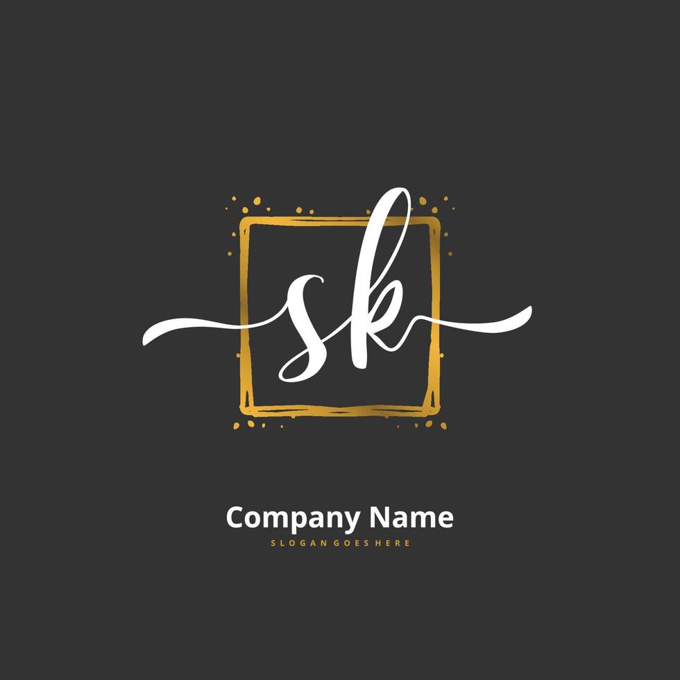 SK Initial handwriting and signature logo design with circle. Beautiful design handwritten logo for fashion, team, wedding, luxury logo. vector