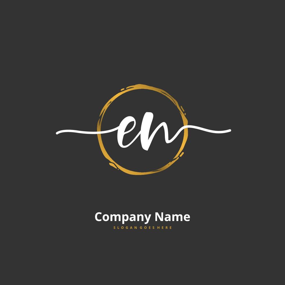 EN Initial handwriting and signature logo design with circle. Beautiful design handwritten logo for fashion, team, wedding, luxury logo. vector