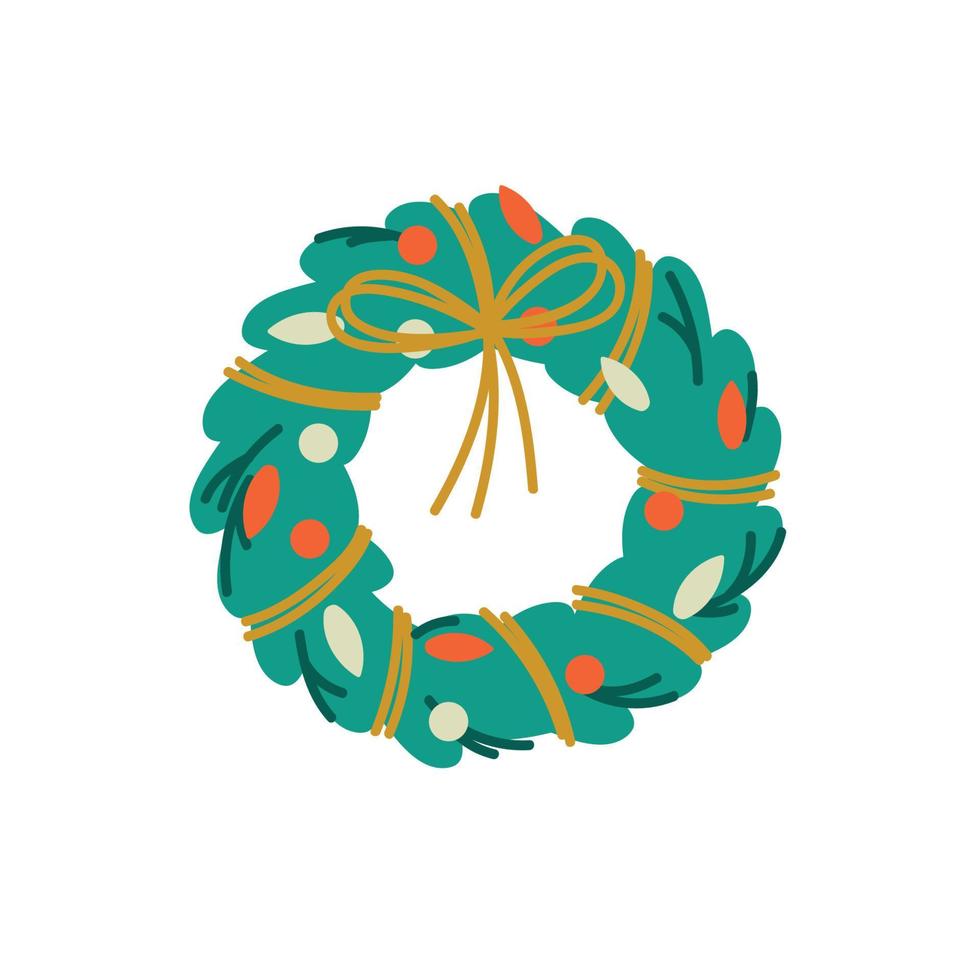 Christmas wreath. Holiday decoration. Vector image.