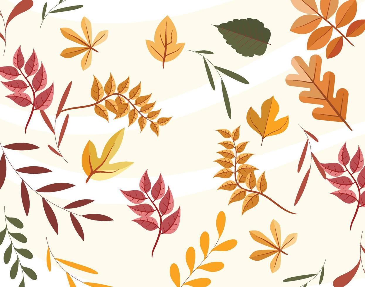 Autumn trees pattern, Leaf fall seamless background vector