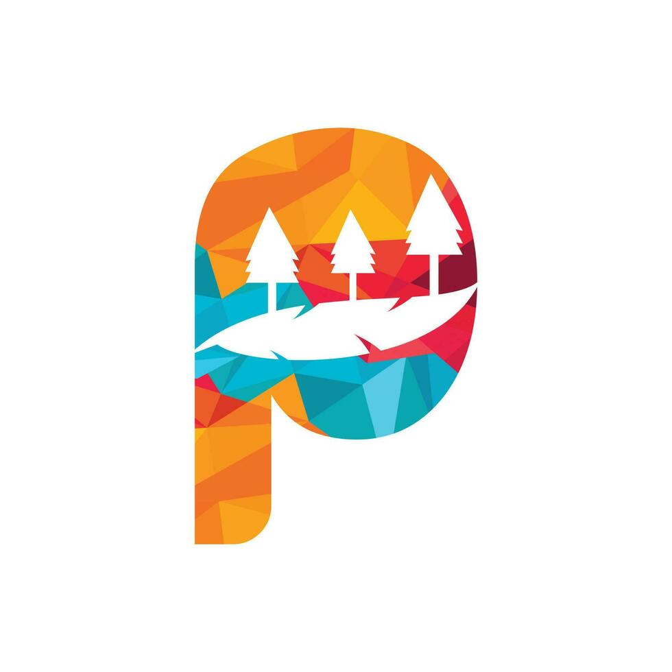 Nature landscape icon letter P logo design. vector