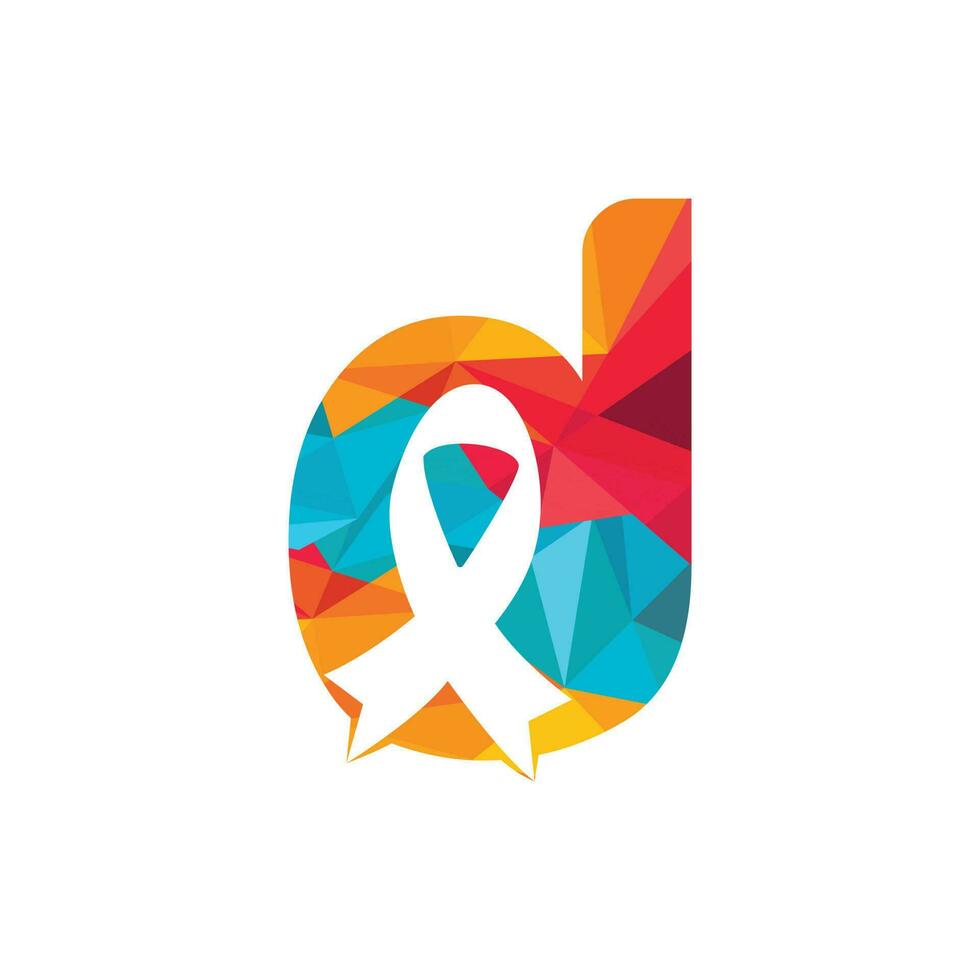 Letter D Pink ribbon vector logo design. Breast cancer awareness symbol. October is month of Breast Cancer Awareness in the world.
