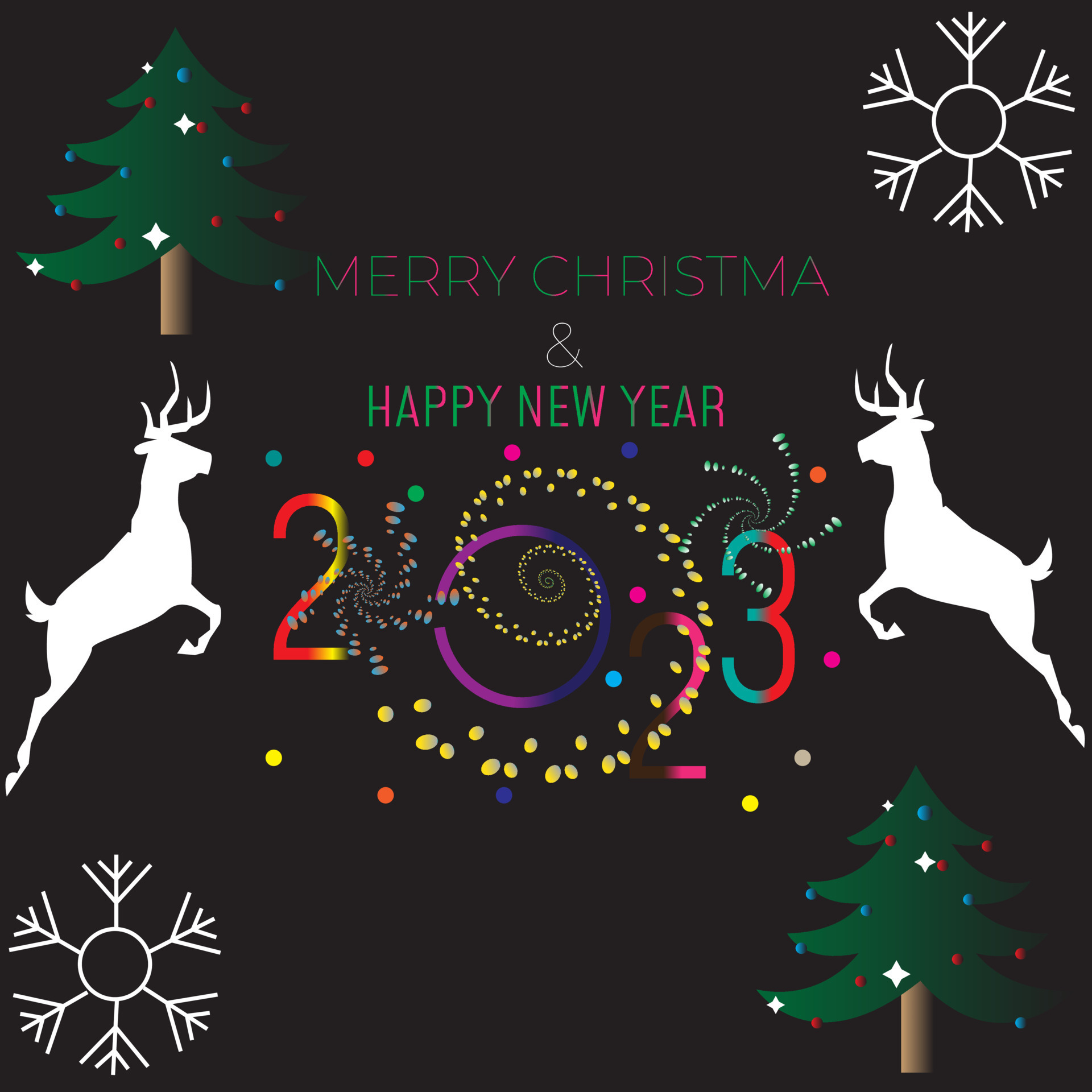 Set of christmas elements happy new year and deer.Set of colorful Christmas, New Year banners