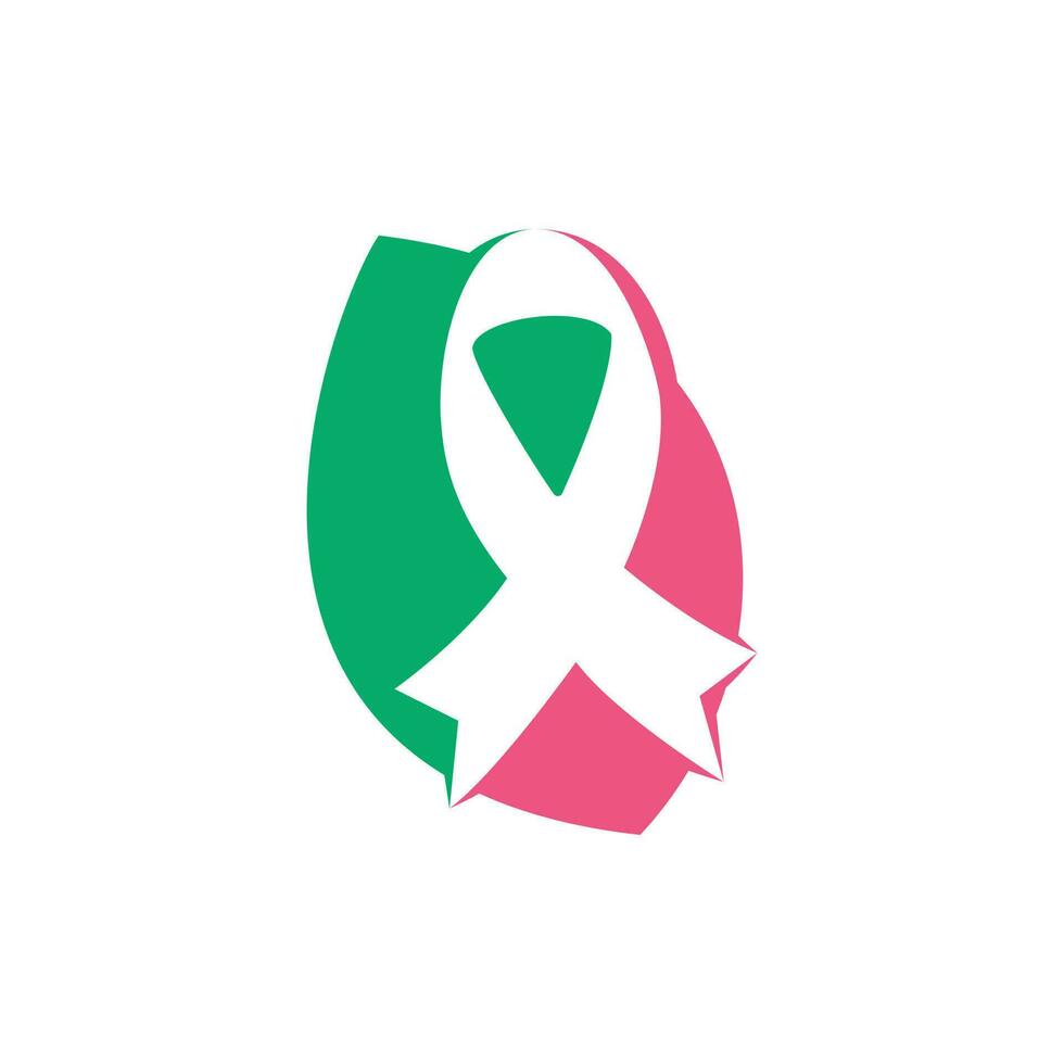 Pink ribbon and leaf vector logo design. Breast cancer awareness symbol. October is month of Breast Cancer Awareness in the world.