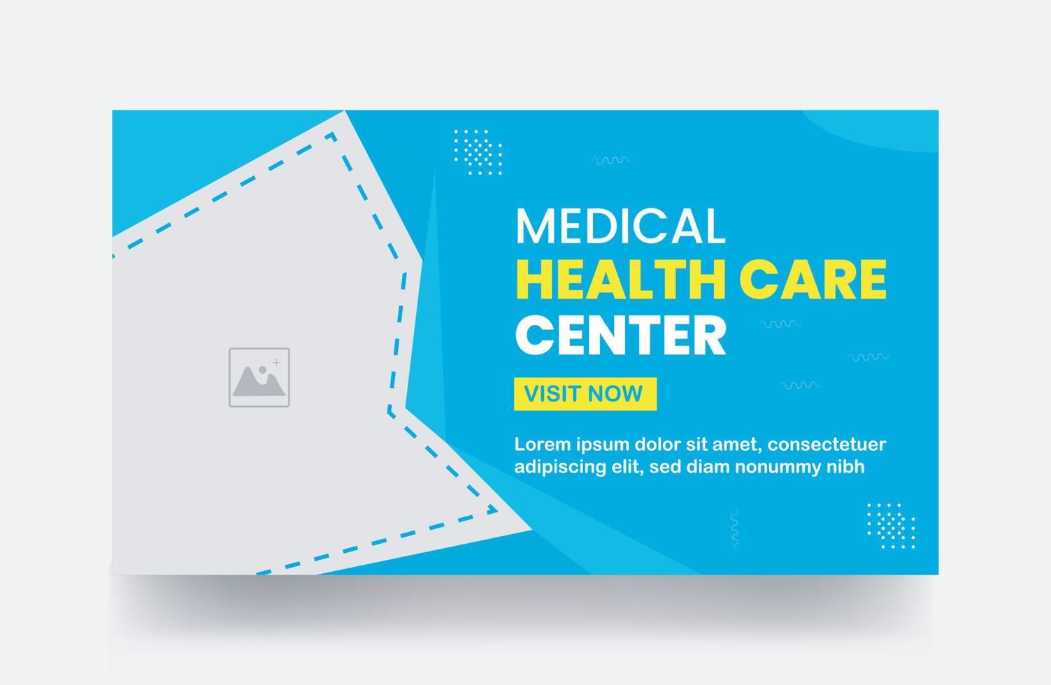 plantilla de miniatura de video en miniatura de ejercicio de fitness de atención médica médica diseño de banner de promoción de hospital médico vector
