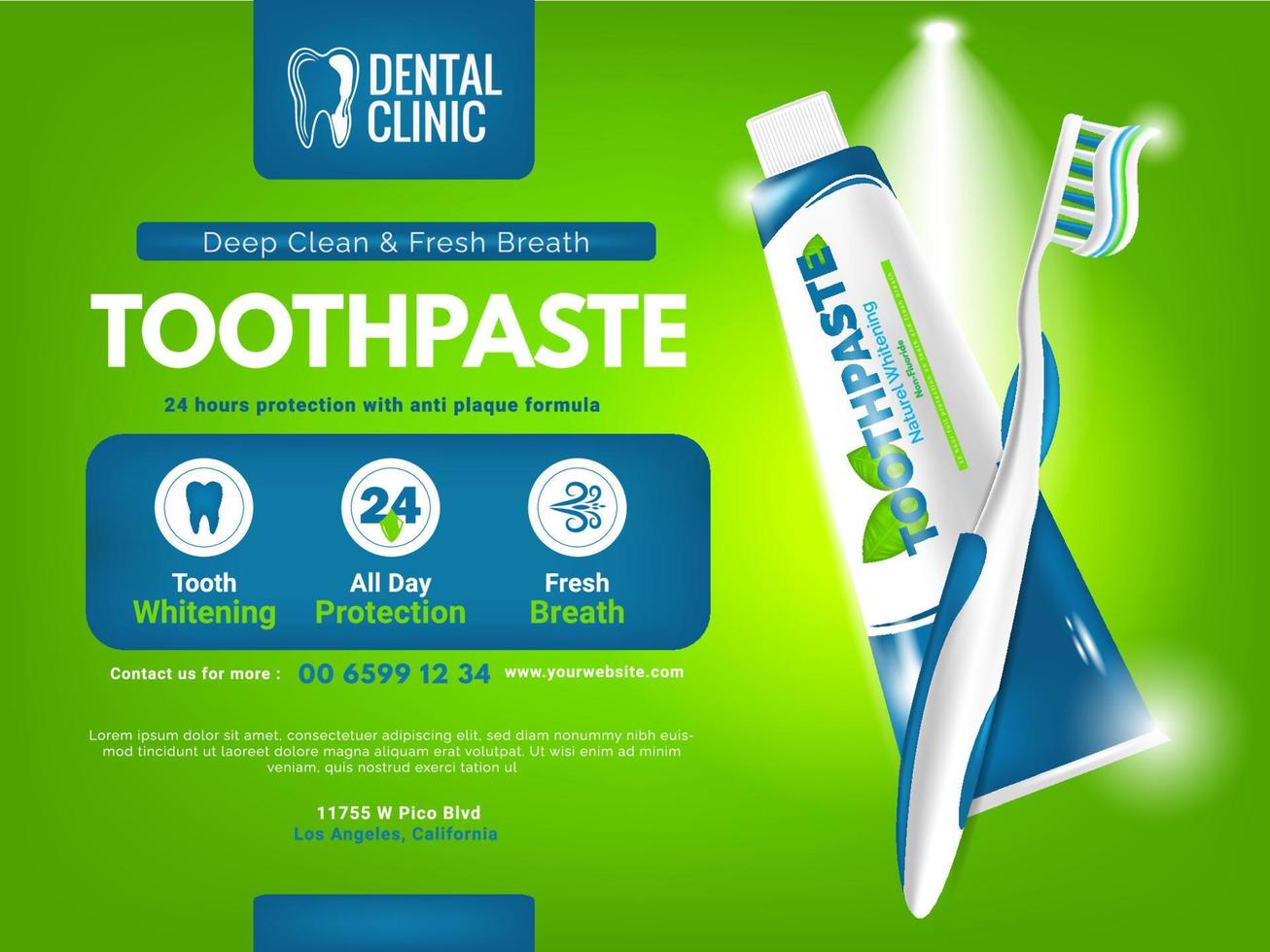 Toothbrush toothpaste dental care deep clean isolated design vector