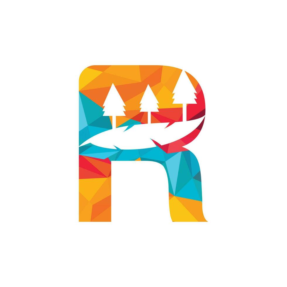 Nature landscape icon letter R logo design. vector